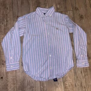 Boys Blue and Pink Striped Polo Ralph Lauren Shirt